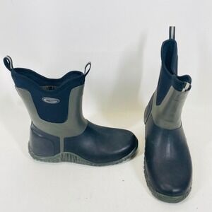 Grubs Mens Rain Boots Black Olive Green Waterproof Neoprene Rubber Size 7